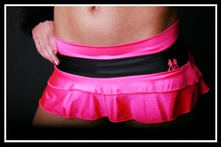 Jupe rose fluo et noir Adja